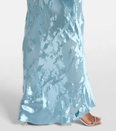 不对称天鹅绒长礼服