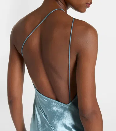 不对称天鹅绒长礼服