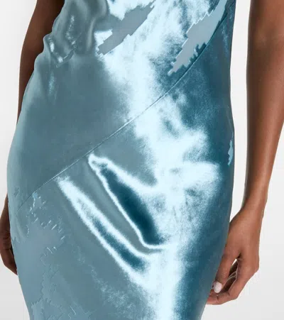 不对称天鹅绒长礼服