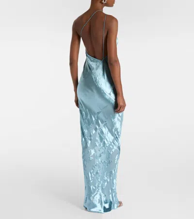 不对称天鹅绒长礼服