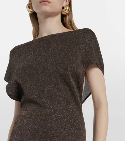 Max Mara Abito In Lurex Eschimo In Brown