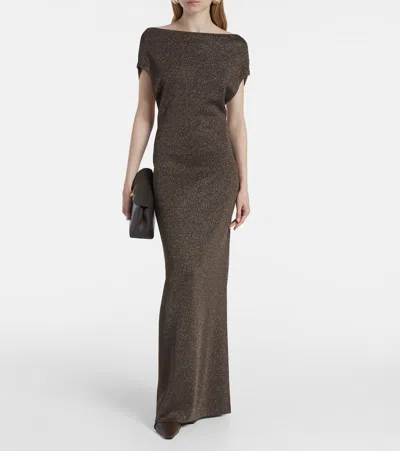 Max Mara Abito In Lurex Eschimo In Brown