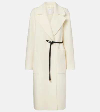 Sportmax Abate Belted Wool Long Coat In White
