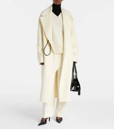 Sportmax Abate Belted Wool Long Coat In White