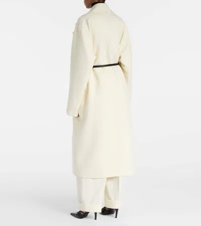 Sportmax Abate Belted Wool Long Coat In White