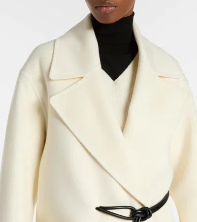 Sportmax Abate Belted Wool Long Coat In White