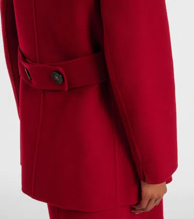 S Max Mara Caban Double-breasted Virgin Wool Peacoat In Red