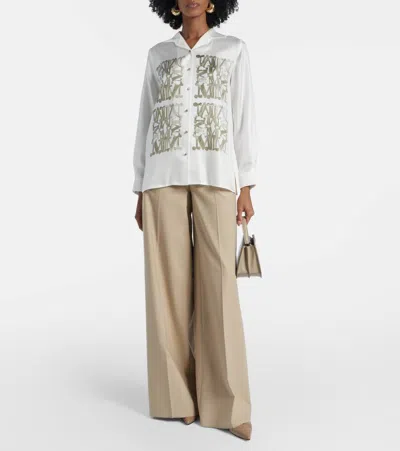Max Mara Nabil Silk Twill Shirt In White