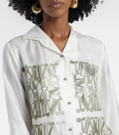 Max Mara Nabil Silk Twill Shirt In White
