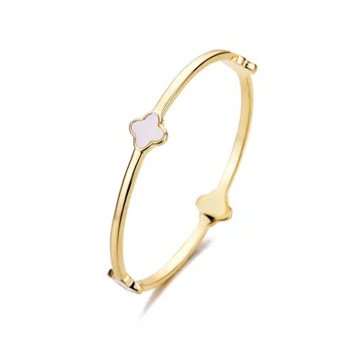 Adornia Mother Of Pearl Clover Station Bangle In Gold