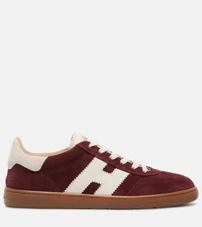 Hogan Chocolate Brown Suede Platform Sneakers With Lace-up Closure And H Logo Detail
