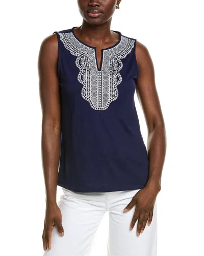 Jones New York Embroidered Top In Blue