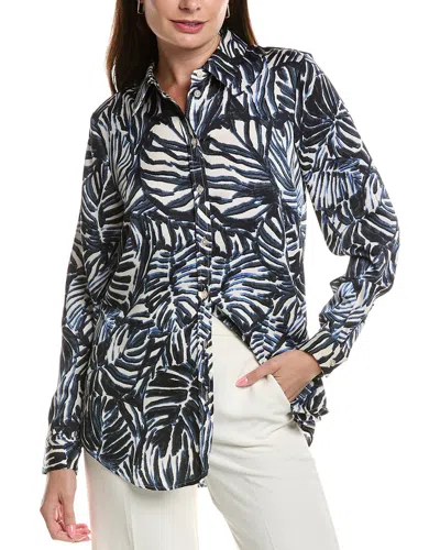 Tahari Asl Hammered Satin Shirt In Black