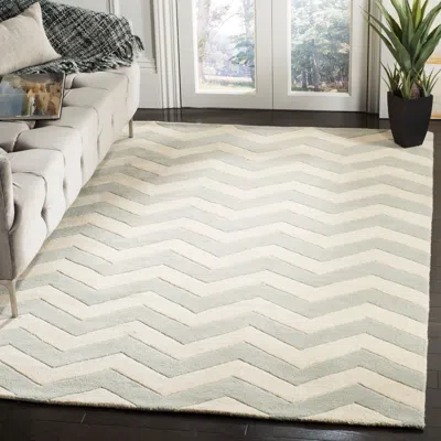 Safavieh Chatham Hand Made Area Rug, Grey / Ivory Contemporary Style Non-shedding In White