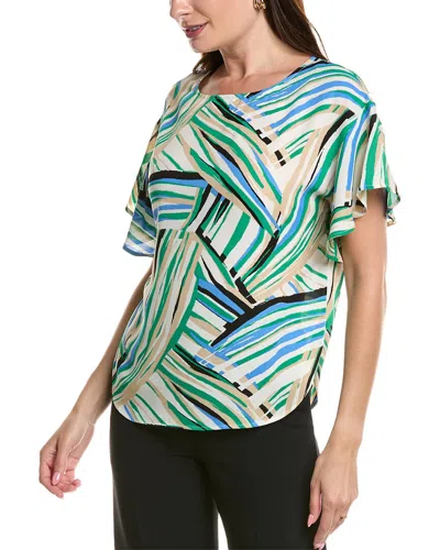 Anne Klein Plus Size Printed Flutter-sleeve Blouse