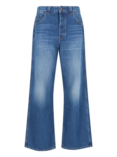 Khaite Denim Trousers With Belt Loops In Blue