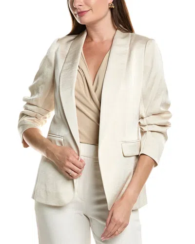 Anne Klein Ruched Sleeve Satin Blazer