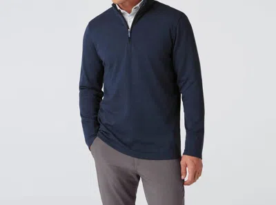 Mizzen + Main Kpi Quarter Zip Sweater In Navy Heather In Blue