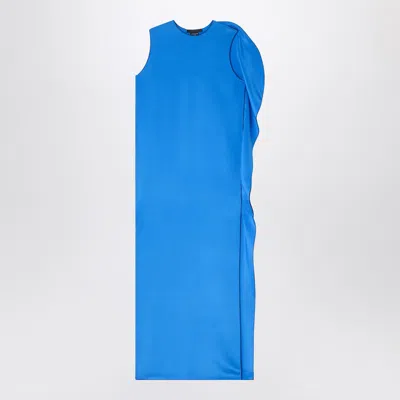 Max Mara Pianoforte Light Blue Flowy Silk Dress Women In Blue