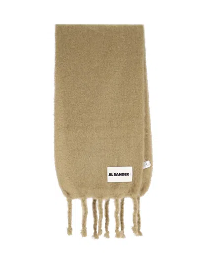 Jil Sander Fringed Scarf Soft Texture In Brown