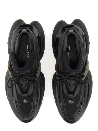 Balmain Neoprene And Leather Low-top Unicorn Sneakers In Black