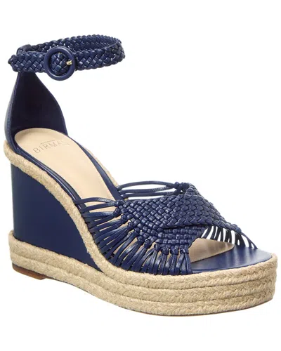 Alexandre Birman Ellie Leather Wedge Sandal In Blue