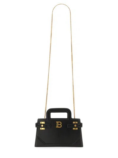 Balmain Structured Small B-buzz Handbag In Calf Leather In Black