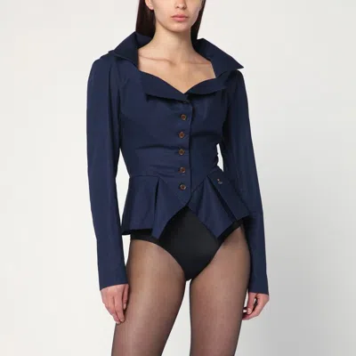 Vivienne Westwood Monday Ruffled Button-detailed Shirt In Blue
