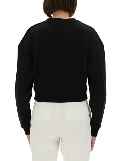 Balmain Women Logo Organic Cotton Cropped Sweatshirt In Black