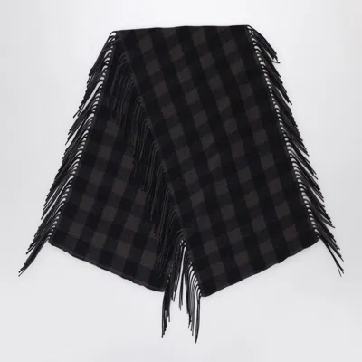 Destin British Green Check Wool And Cashmere Shawl