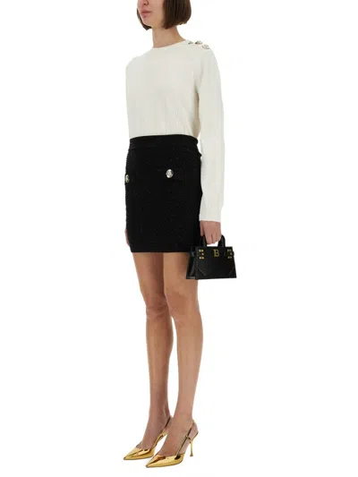 Balmain Button-embellished Tweed Mini Skirt