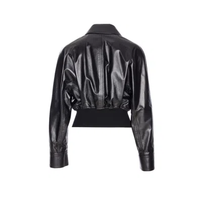 Bottega Veneta Women Black Lightweight Smooth Nappa Leather Jacket In Black