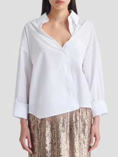 Twp V-neck Wrap Shirt In White In White