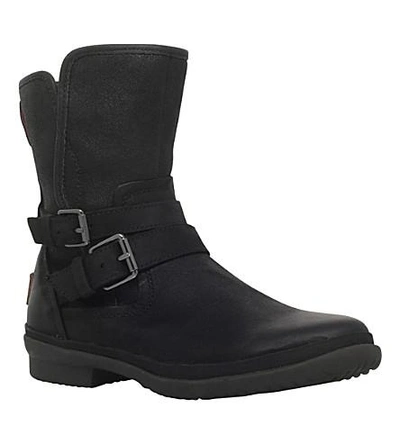 Shop Ugg Simmens Buckled Suede Boots In Black