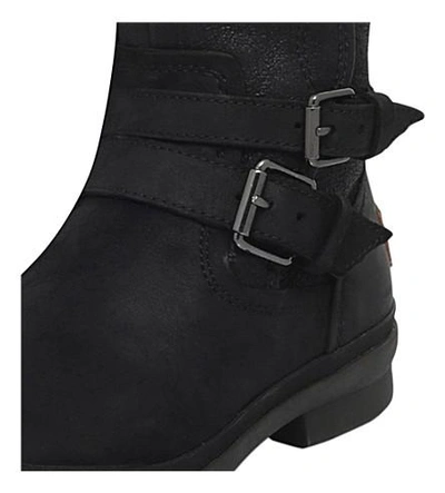 Shop Ugg Simmens Buckled Suede Boots In Black