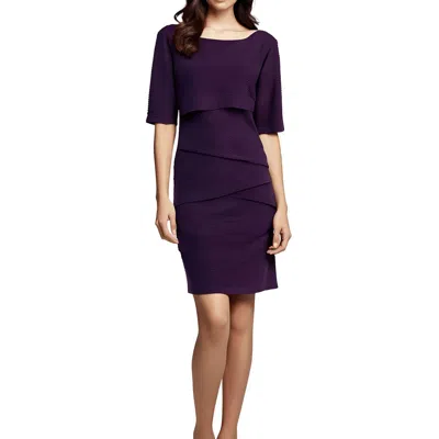 Connected Apparel Petites Womens Drapey Midi Sheath Dress