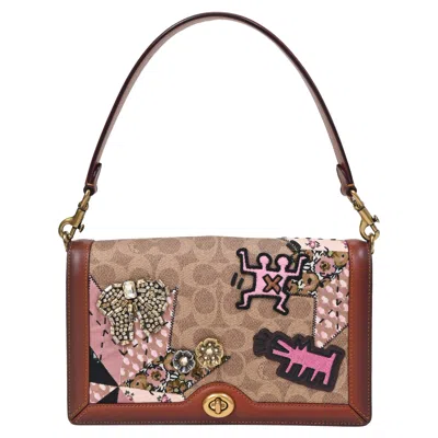 Coach X Keith Haring Riley Crossbody Bag In Brown Coated Canvas