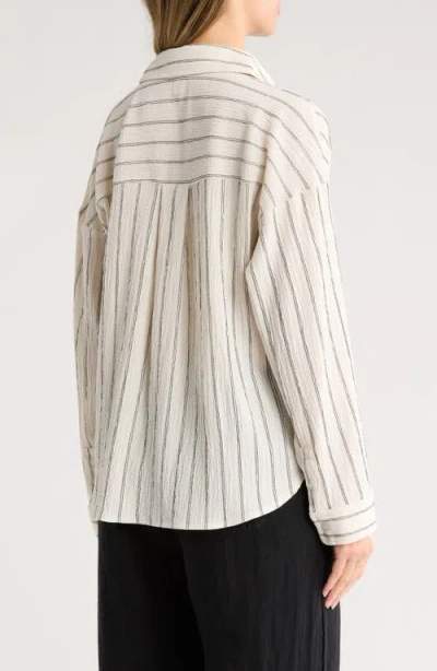 Caslon ® Stripe Twist Front Textured Button-up Top In Neutral