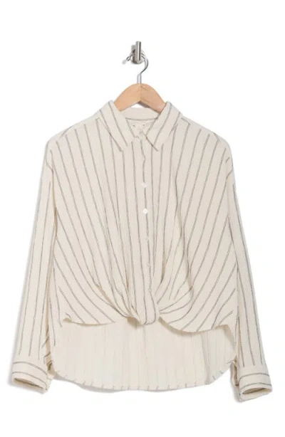 Caslon ® Stripe Twist Front Textured Button-up Top In Neutral