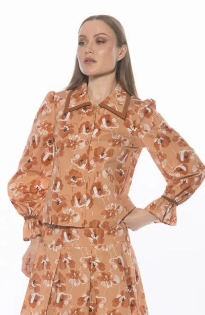 Alexia Admor Shannan Tipped Collar Button-up Shirt In Brown