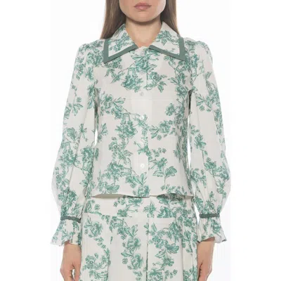Alexia Admor Shannan Tipped Collar Button-up Shirt In Green