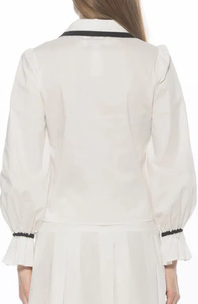 Alexia Admor Shannan Tipped Collar Button-up Shirt In White