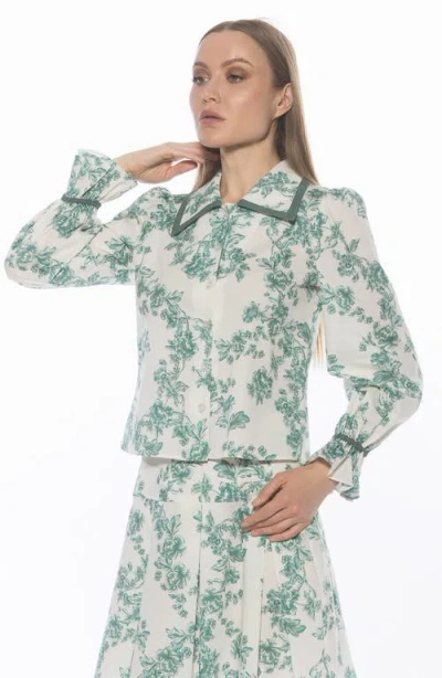 Alexia Admor Shannan Tipped Collar Button-up Shirt In Green