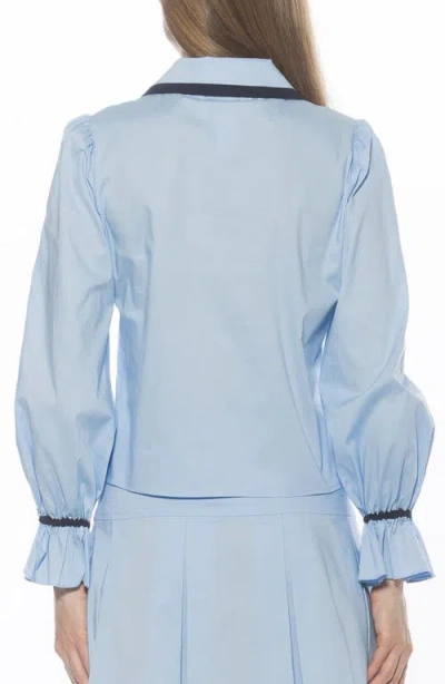 Alexia Admor Shannan Tipped Collar Button-up Shirt In Blue