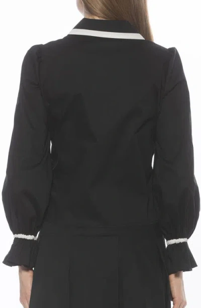 Alexia Admor Shannan Tipped Collar Button-up Shirt In Black