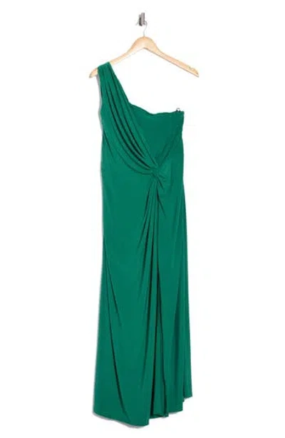 Marina One-shoulder Front Twist A-line Gown In Green