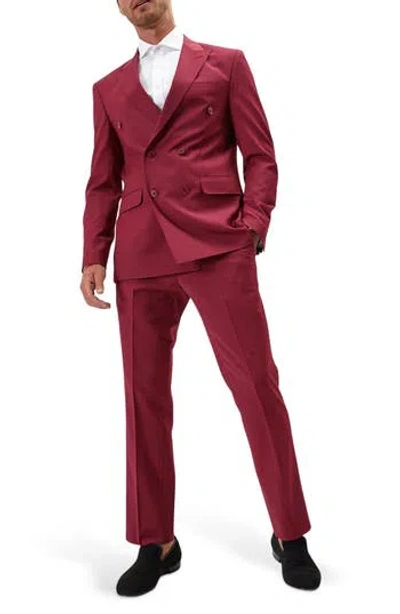 Ron Tomson Super 120s Wool Double Breasted Tuxedo Jacket In Brown