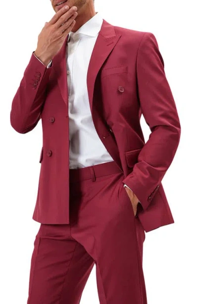 Ron Tomson Super 120s Wool Double Breasted Tuxedo Jacket In Brown