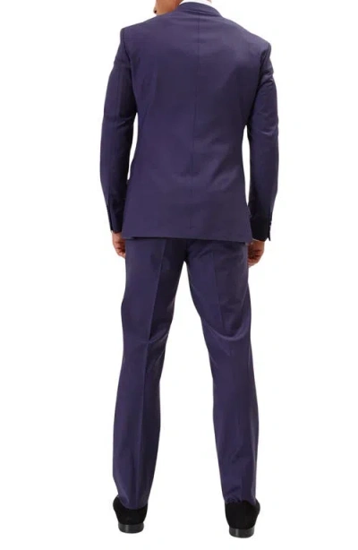 Ron Tomson Super 120s Wool Double Breasted Tuxedo Jacket In Blue