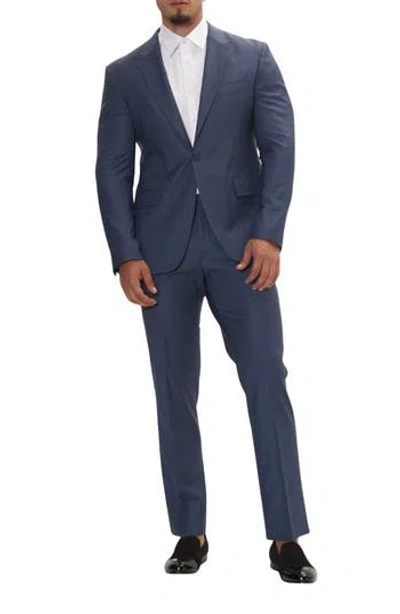Ron Tomson Super 120s Merino Wool Tuxedo Jacket In Blue